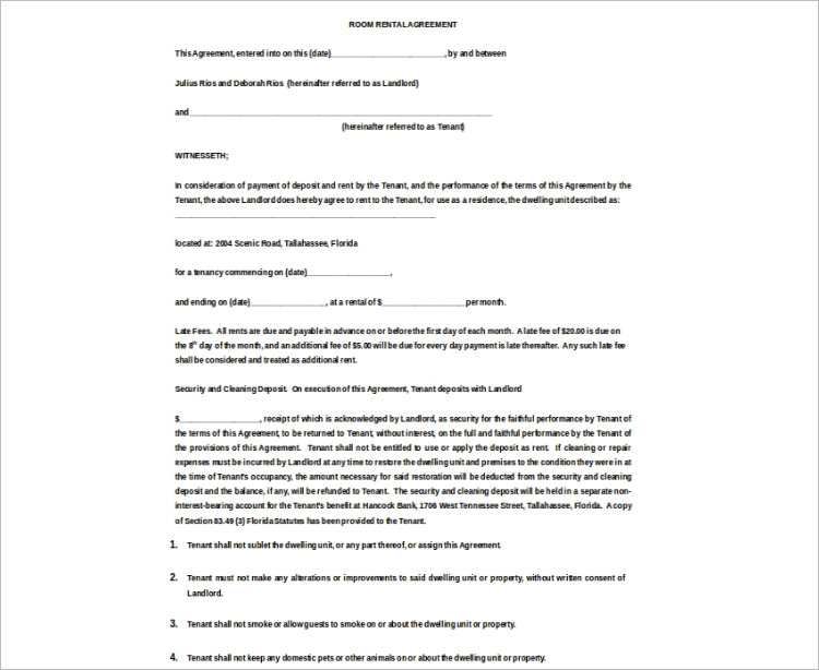 16+ Room Rental Agreement Template Free Word, Doc, PDF Formats