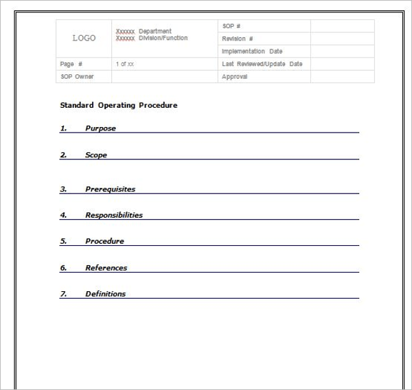 45+ Free Standard Operating Procedure Templates Word, Excel Format