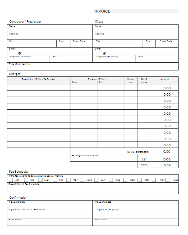 Contractor Receipt Template