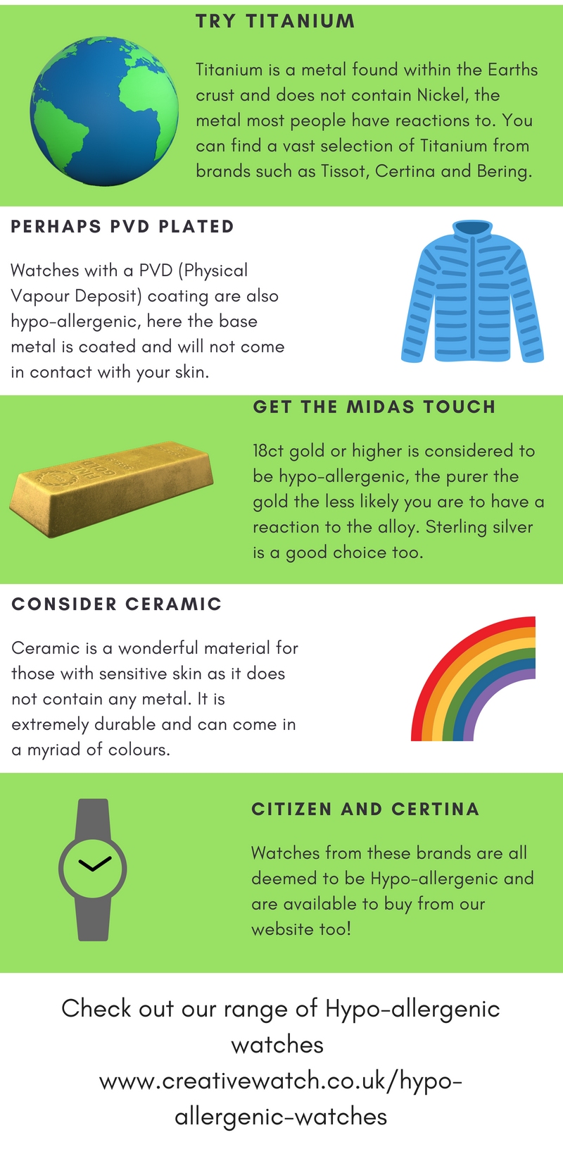 Touching on Hypoallergenic watches Creative Watch Co