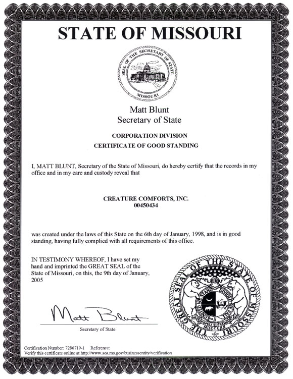 Corporation in Good Standing