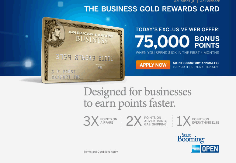 The Business Gold Rewards Card from Amex 75,000 MR Points Today Only