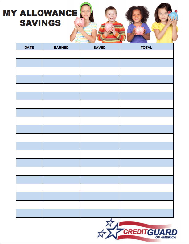 Allowance Chart for Kids Free Download