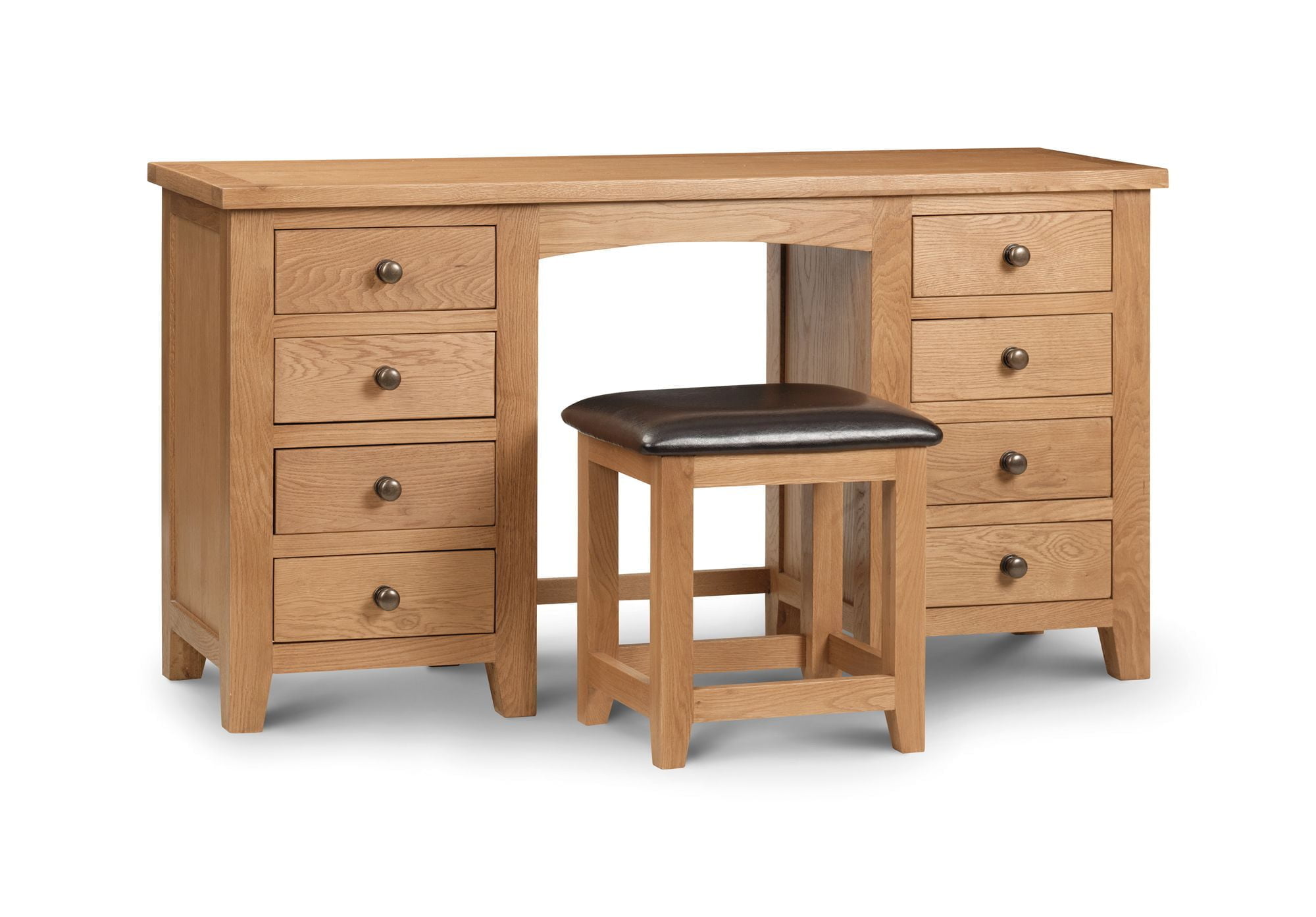 Arundel Solid Oak Twin Pedestal Dressing Table And Stool Crediton Beds