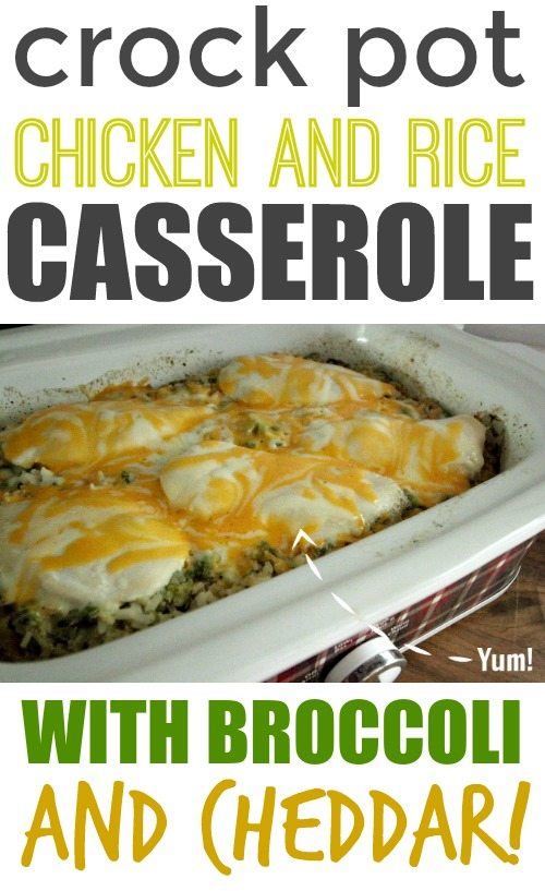 Crock Pot Chicken and Rice Casserole with Broccoli and Cheddar The