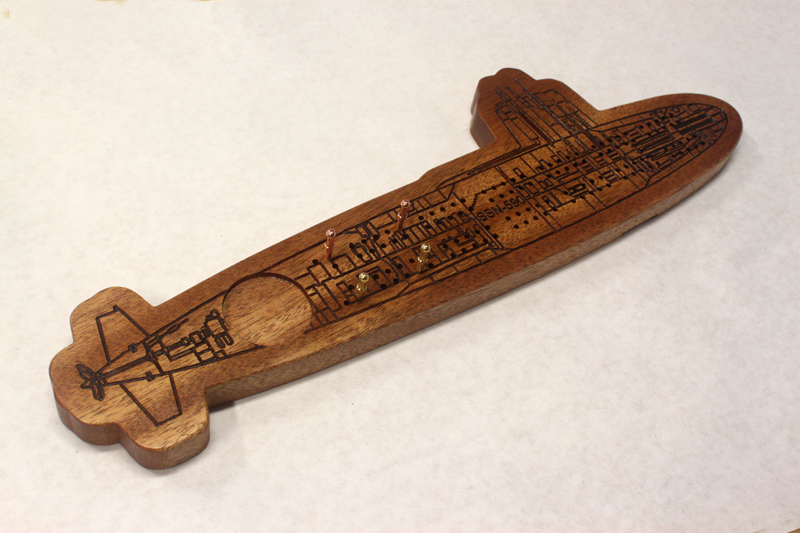 2 Track Submarine Shaped Cribbage Board
