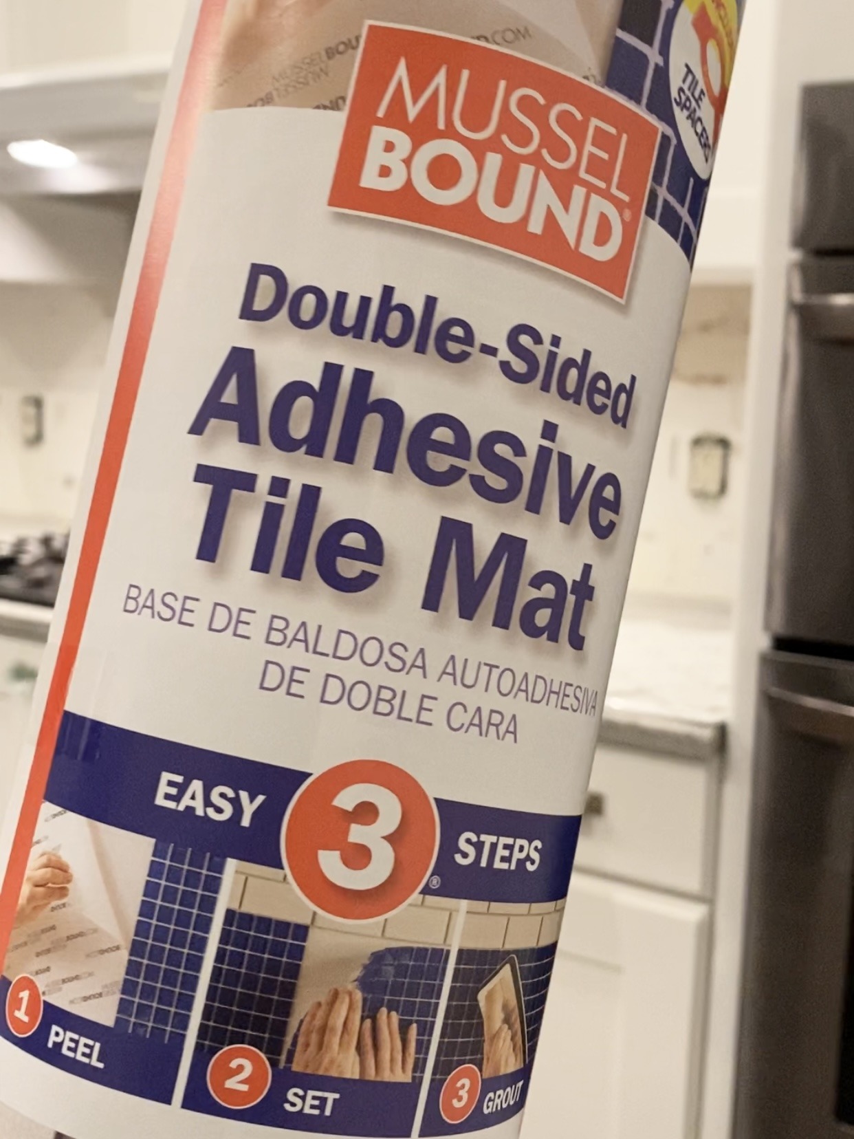 How to install kitchen backsplash tile using adhesive mat instead of thinset mortar.