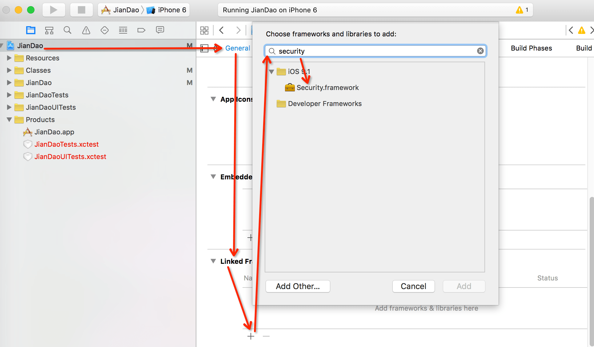 [记录]Xcode中为Swift项目导入Security.framework 在路上