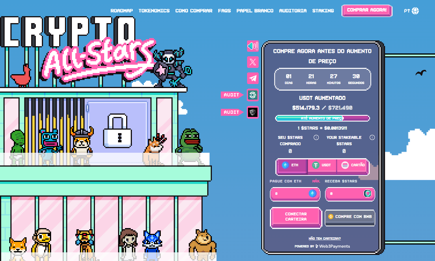 Image montrant les méthodes de paiement et les valeurs de Crypto All-Stars.