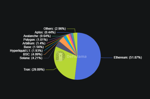 Graphique qui reflète la maîtrise de chaque réseau en termes de stablcoins.