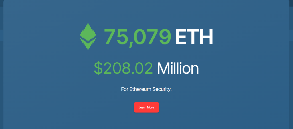 Image qui exprime le montant de 75 000 ETH dans le fonds de sécurité du DAO.