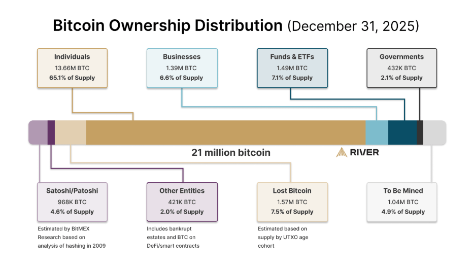 Image de la répartition de l’offre de bitcoin entre les différentes classes de détenteurs.