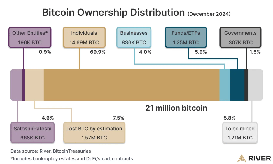 Image de la répartition de l’offre de bitcoin entre les différentes classes de détenteurs.