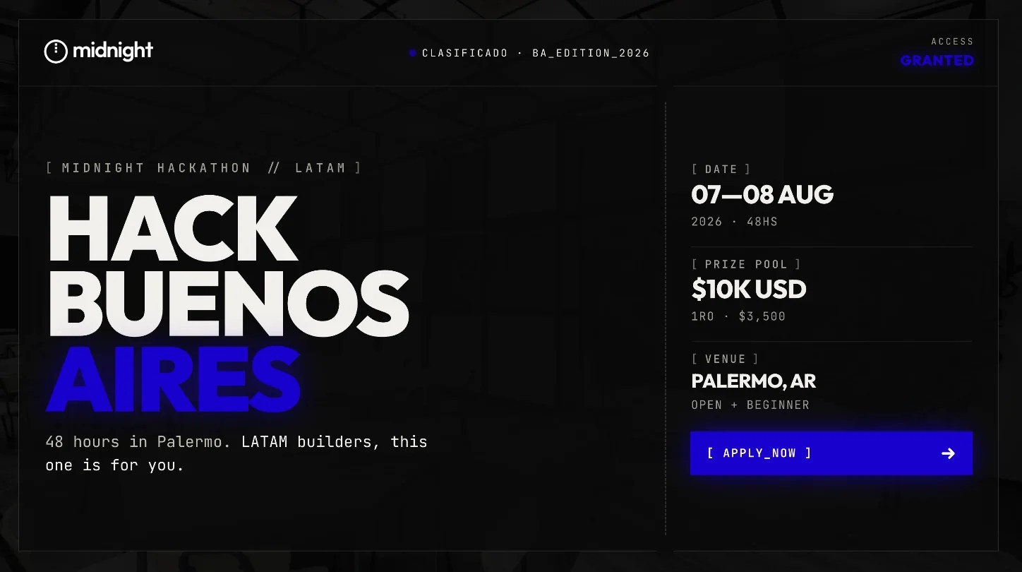 Hack Buenos Aires 2026 ouvre ses portes aux développeurs qui souhaitent renforcer la confidentialité à minuit – Cryptotrends Hack Buenos Aires 2026 ouvre ses portes aux développeurs qui souhaitent renforcer la confidentialité à minuit – Cryptotrends