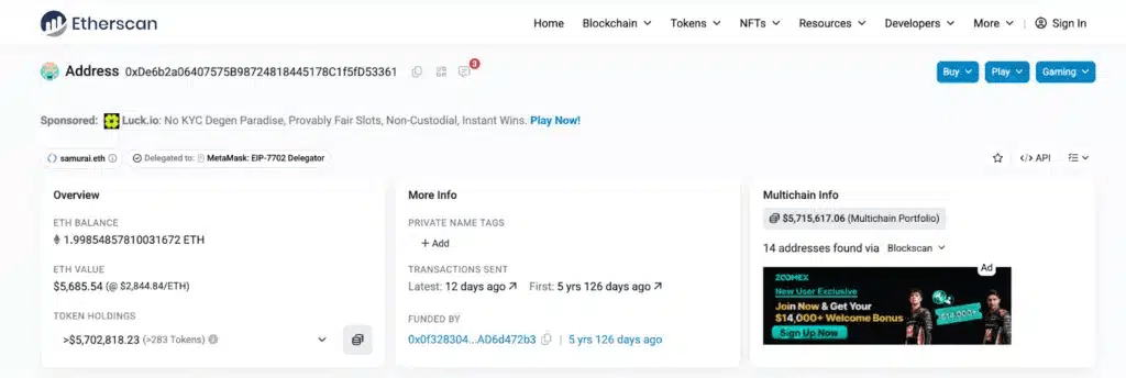 Piste blockchain Etherscan