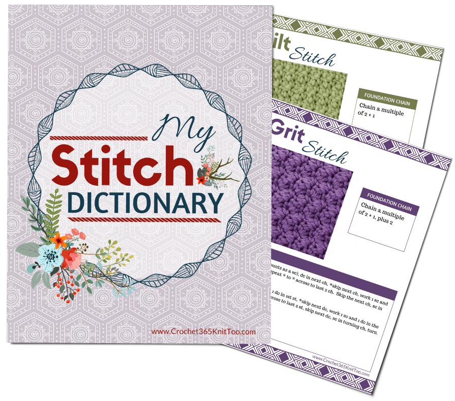 Printable Stitch Dictionary Crochet 365 Knit Too
