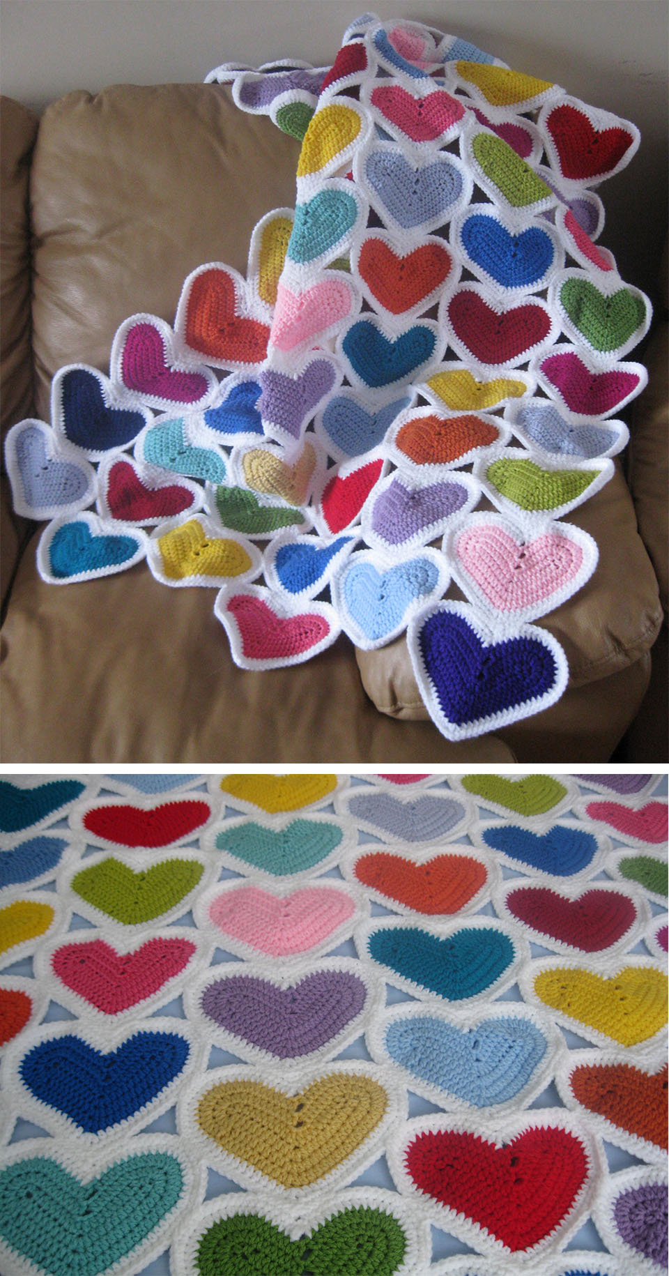 Crochet Hearts Blanket Free Pattern CrochetBeja