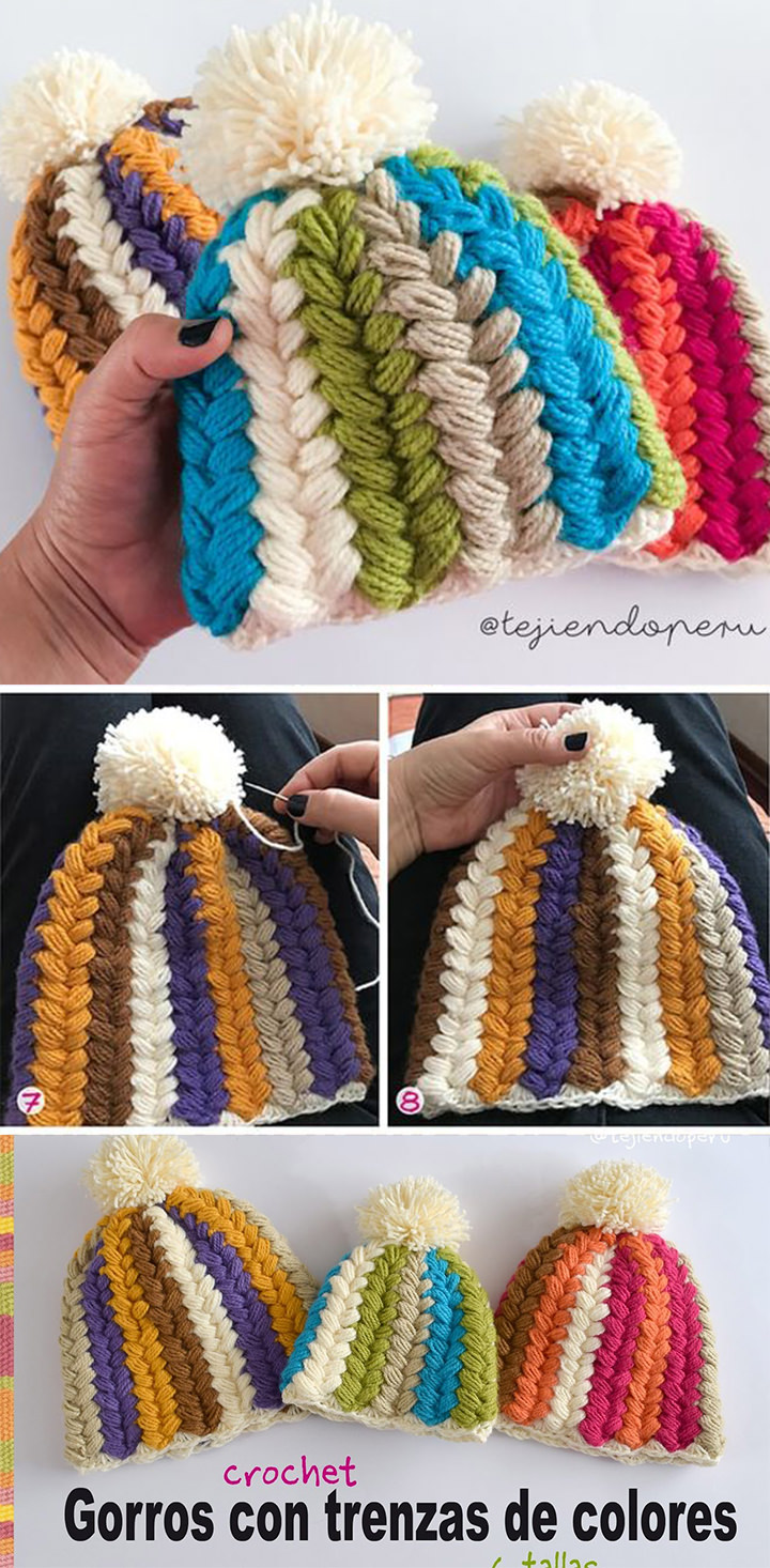 Puff Stitch Hat Crochet Pattern Tutorial CrochetBeja