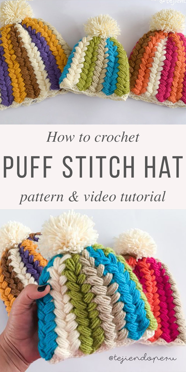 Braided Puff Stitch Crochet Hat Pattern CrochetBeja