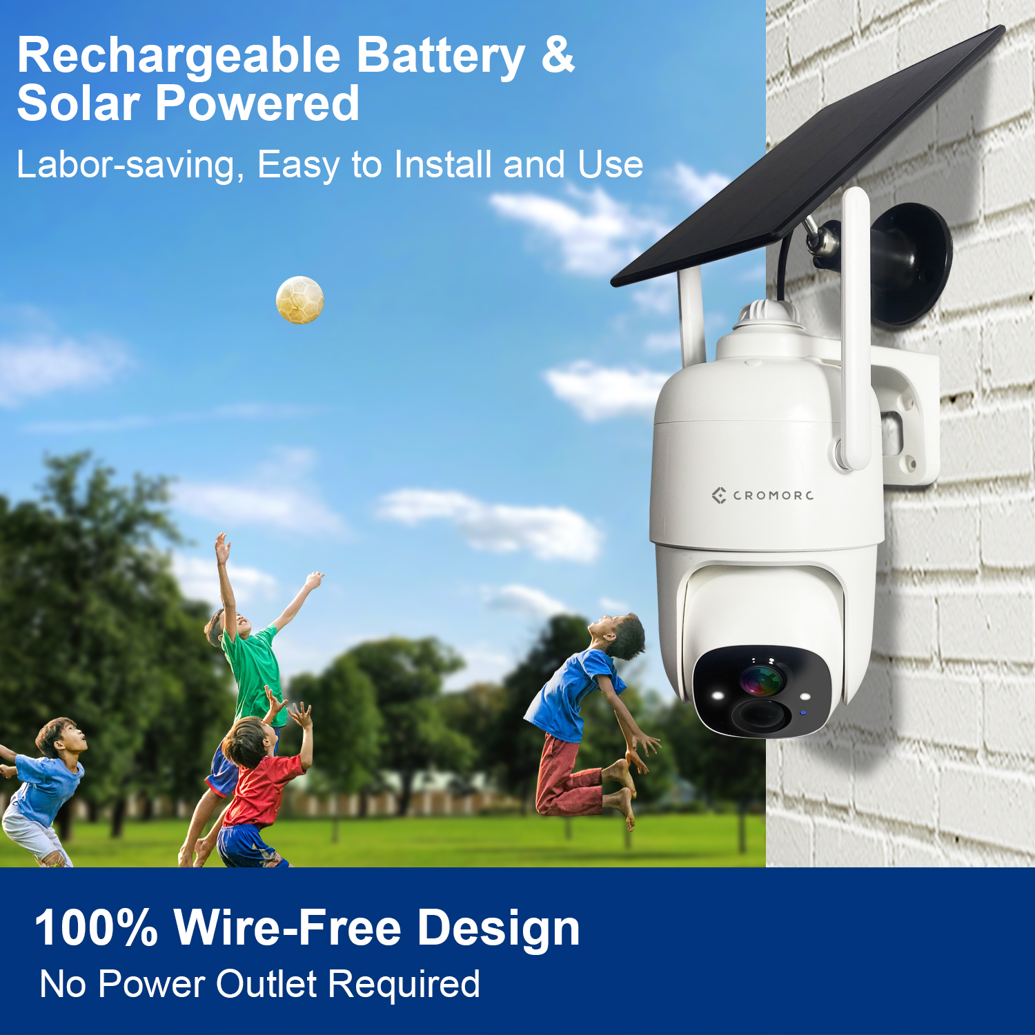 Security Camera Wireless Outdoor Solar Powered, WiFi Battery Camera