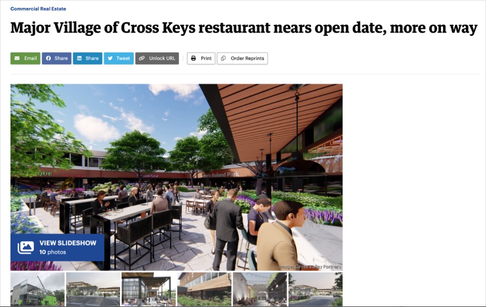 Baltimore Business Journal Major Cross Keys Restaurant Nears Opening