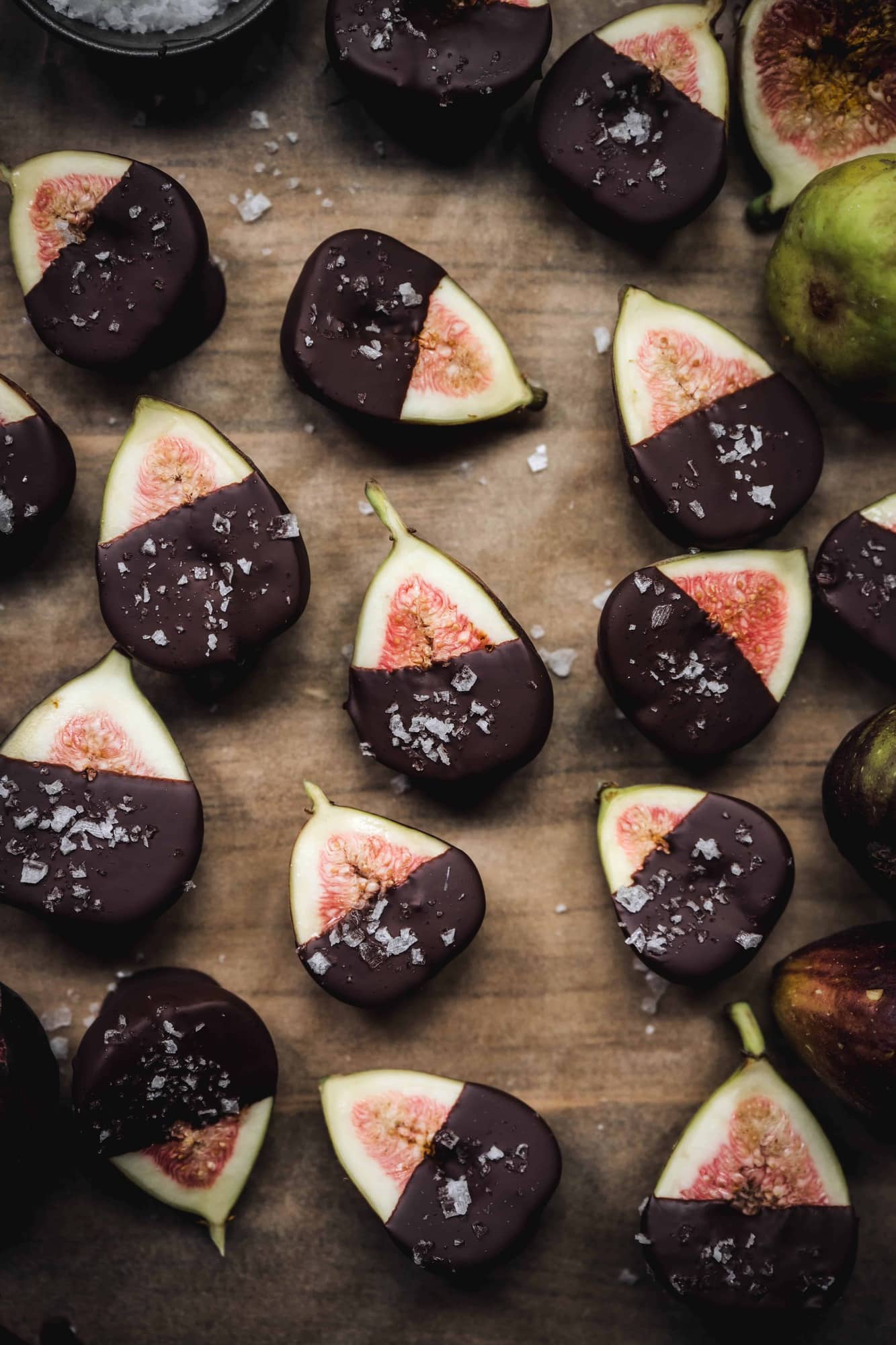Dark Chocolate Dipped Figs with Flaky Salt Crowded Kitchen