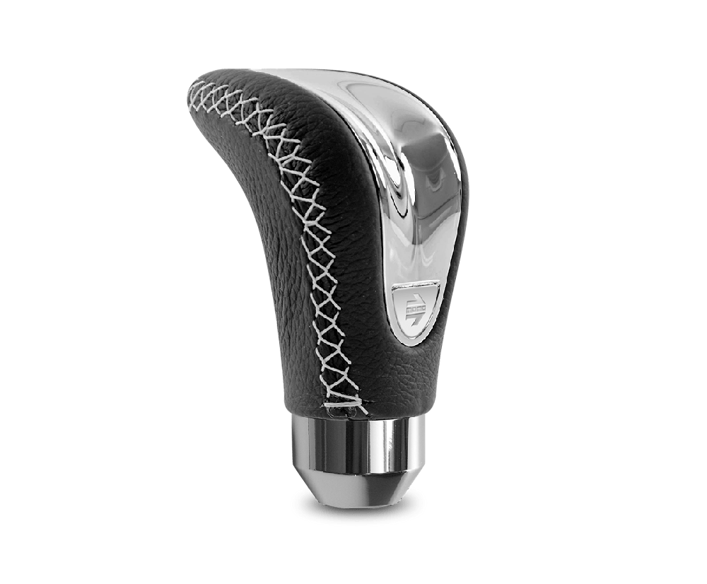 MOMO Shift Shifter Knob Combat Evo Black Leather Chrome Insert