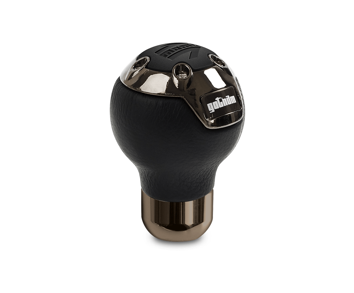 MOMO Shift Shifter Knob Gotham Black Leather Chrome Part GOTBK1