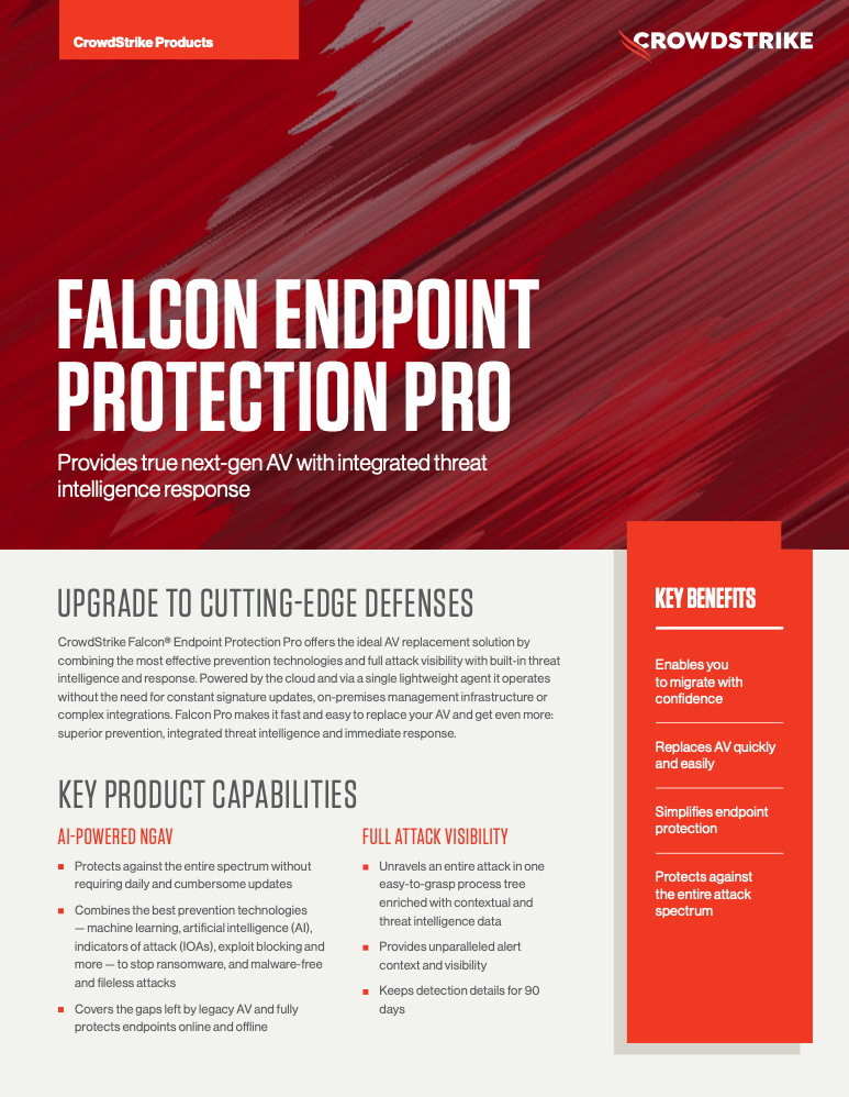 Falcon Pro Endpoint Protection Data Sheet CrowdStrike