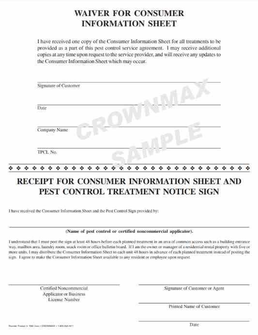 7082 Texas Waiver & Consumer Information Sheet