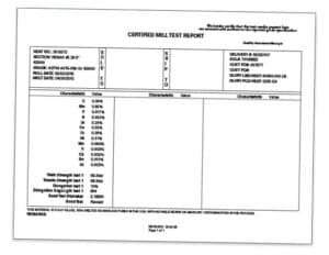 Mill Test Report - CRSI: Concrete Reinforcing Steel Institute
