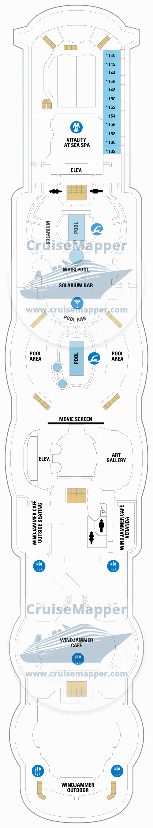 Jewel Of The Seas deck 11 plan CruiseMapper