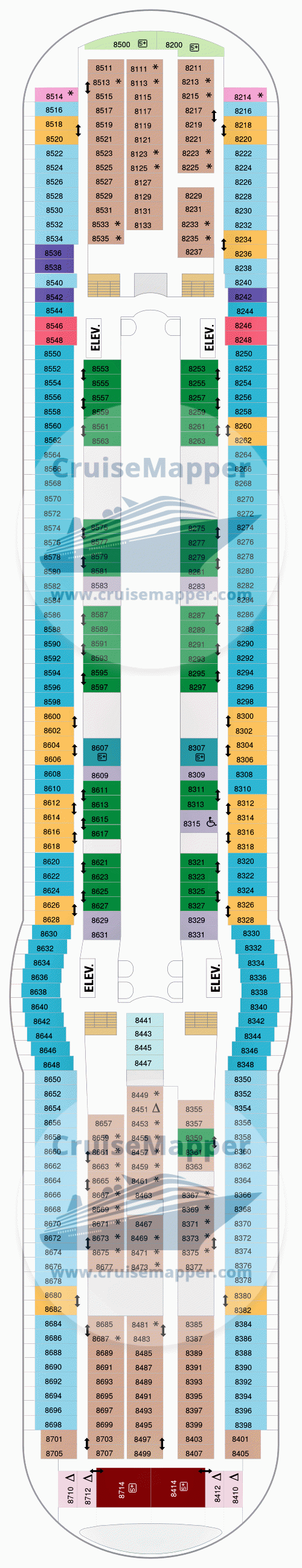Freedom Of The Seas deck 8 plan CruiseMapper