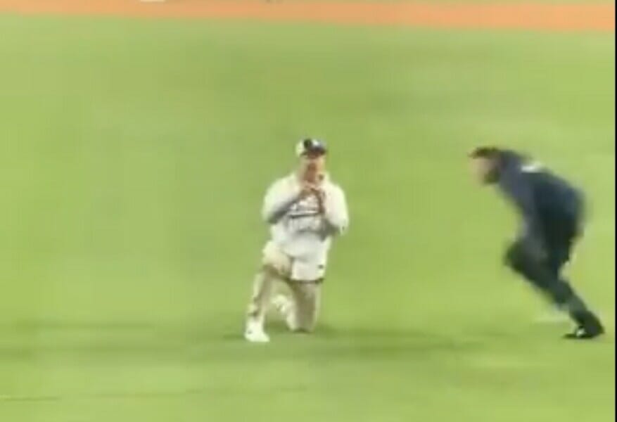 Dodgers Fan Proposes On Field Only to Face Security's Wrath Launches