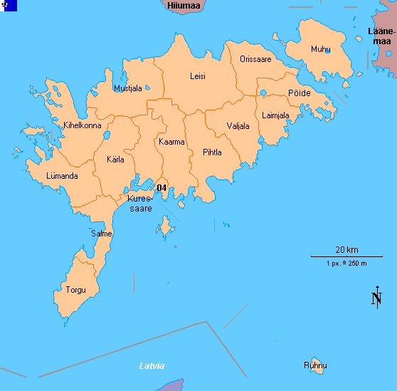 Clickable map of Saaremaa (Estonia)