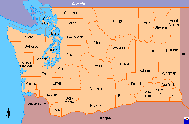Washington On Us Map Clickable map of Washington (United States)