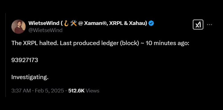 XRP Ledger Experiences Outage