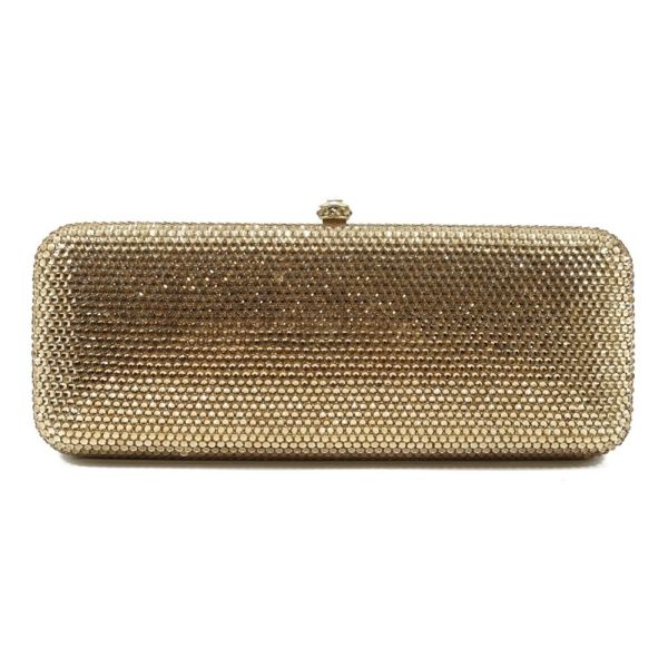 Gold Solid Color Slim Rectangular Rhinestone Purse Evening Bag