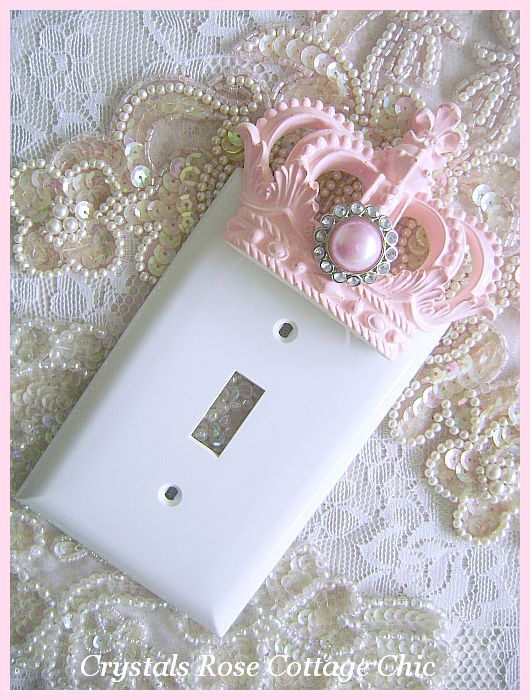 Princess Pink glitter butterfly jeweled light switch cover and electric