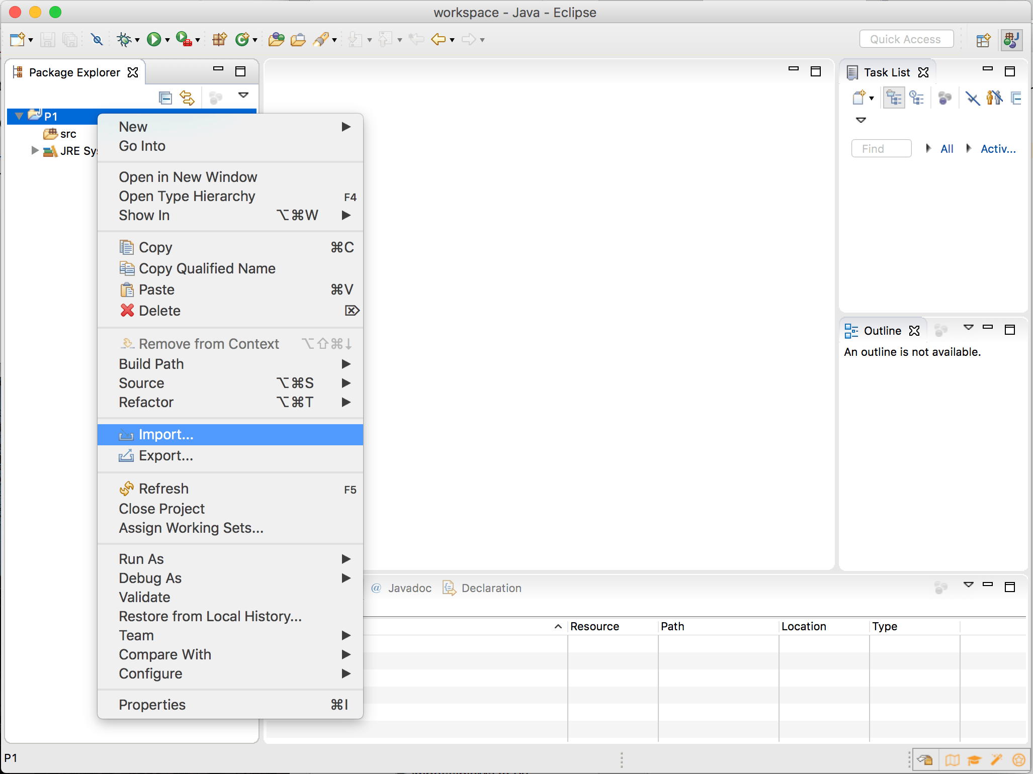 Importing an archive file into Eclipse