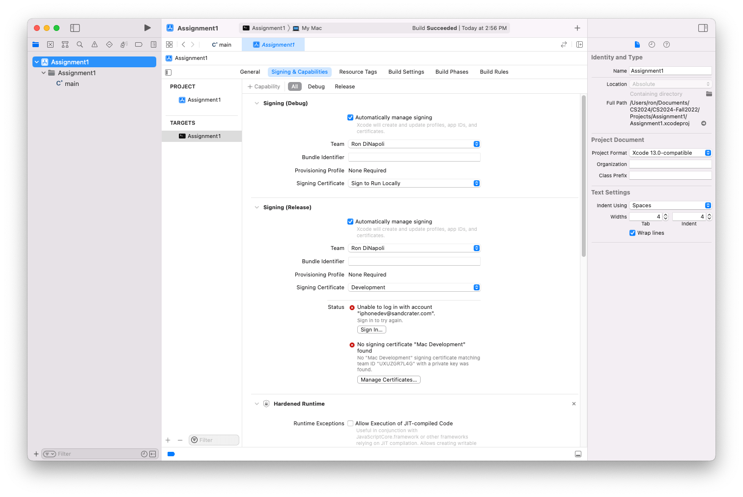 Configuring and Using Xcode CS2024 Fall 2022