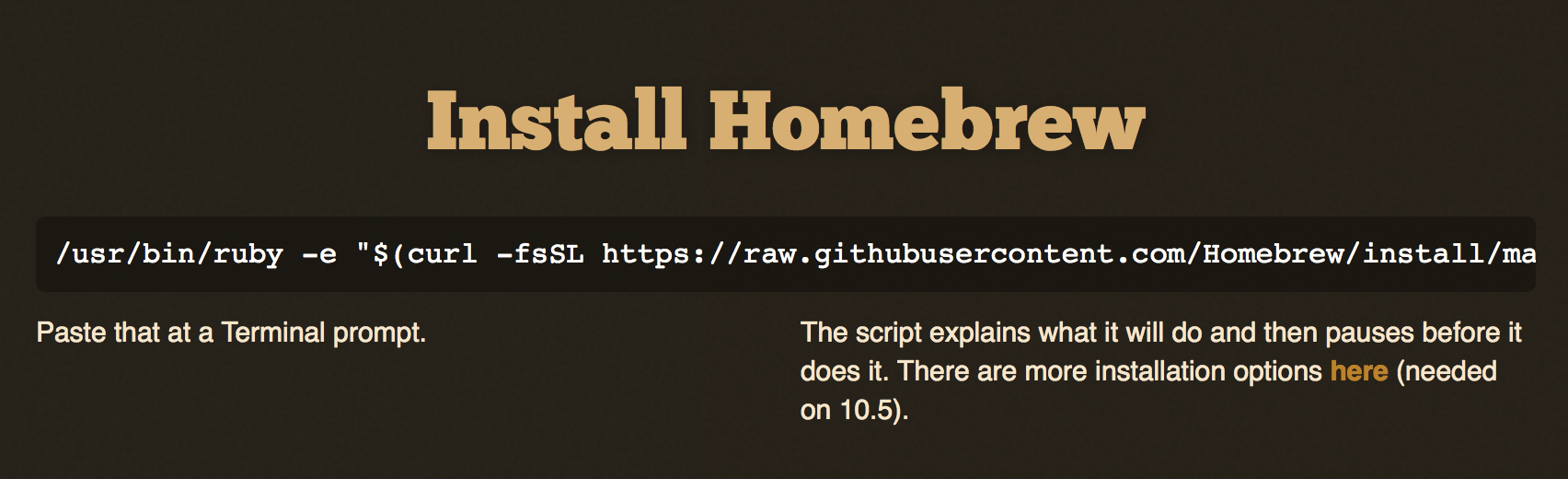 Homebrew installation