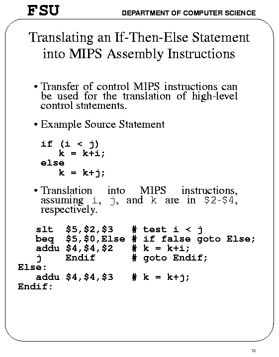 Translating an IfThenElse Statement into MIPS Assembly Instructions