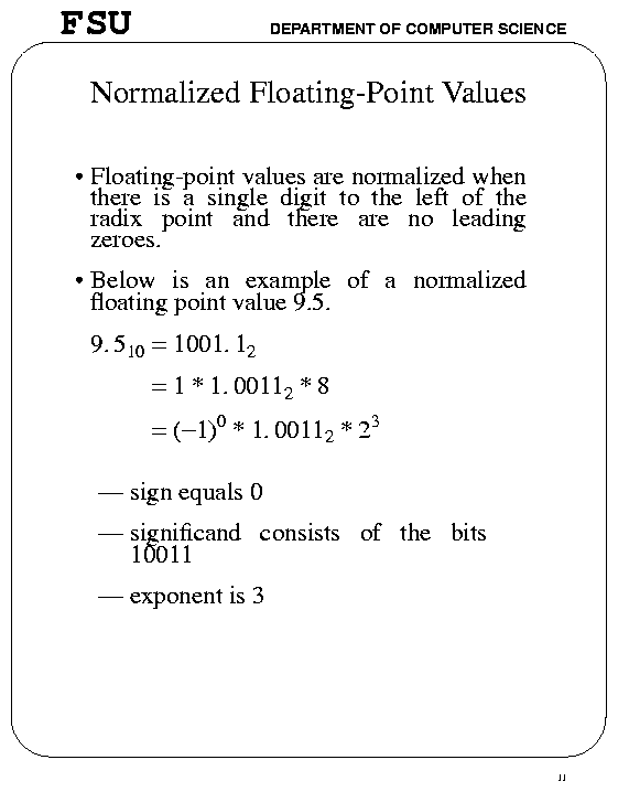 Normalized FloatingPoint Values