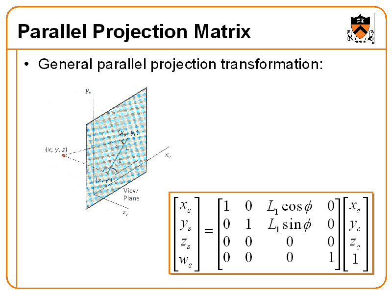 Parallel Projection Matrix