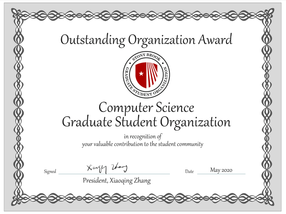 Computer Science Grad Student Organization Wins Outstanding Organization Award Department of