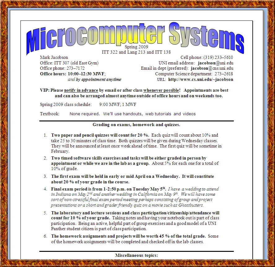 810023 Systems Spring 2009 1150 MWF