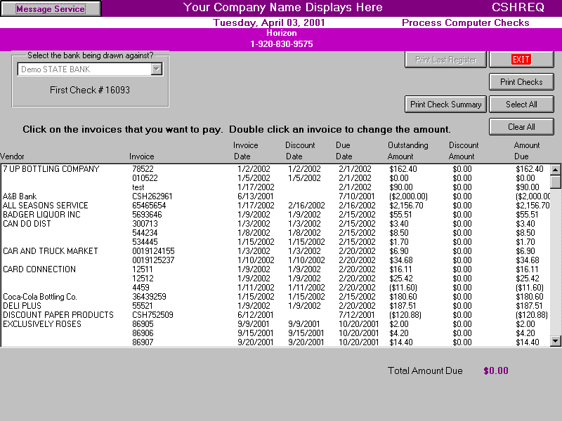HORIZON Home Office Accounts Payable