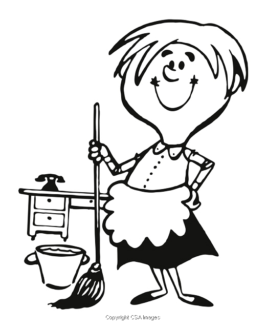 Smiling Housekeeper with Mop and Bucket T84876 CSA Images