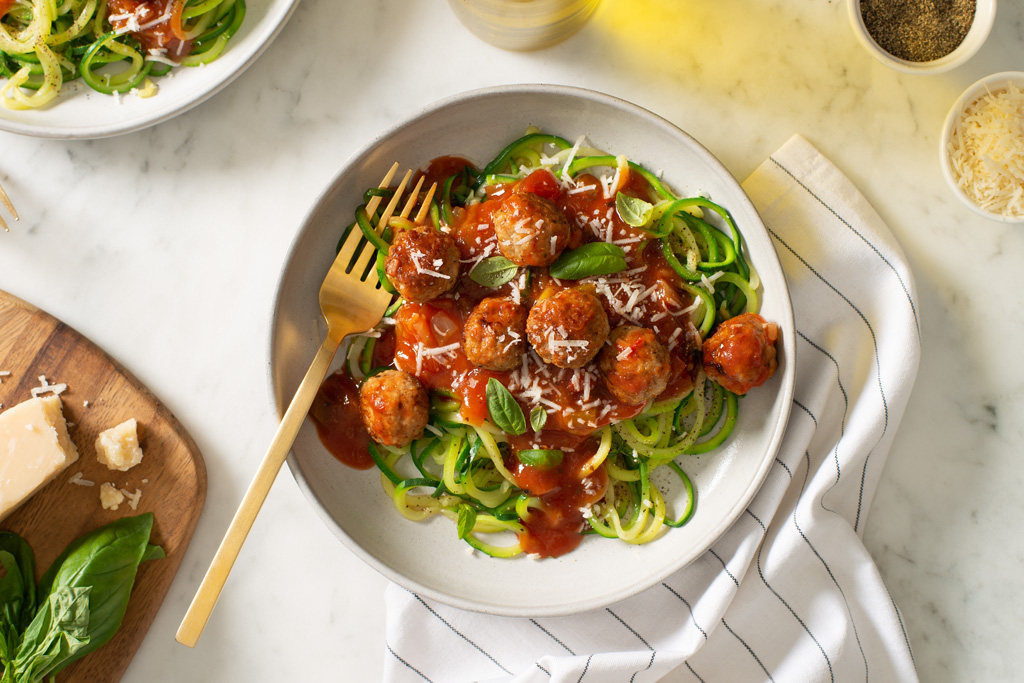Turkey Meatballs with Zucchini Noodles Recipe Cook With Campbells Canada